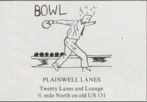 Plainwell Lanes - 1971 Ad